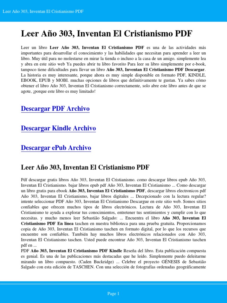 Año 303 Inventan El Cristianismo Pdf