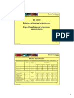 Especificações e ensaios de betumes para pavimentação