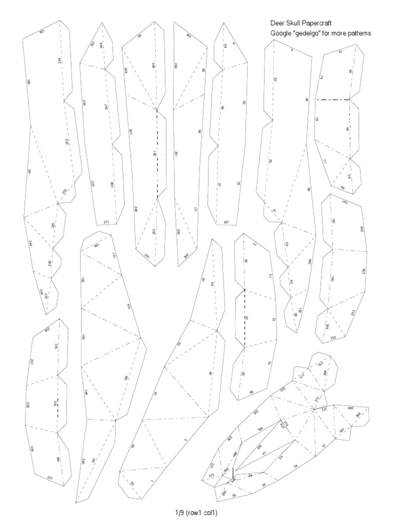 deer skull papercraft - pattern with numbers pdf | pdf