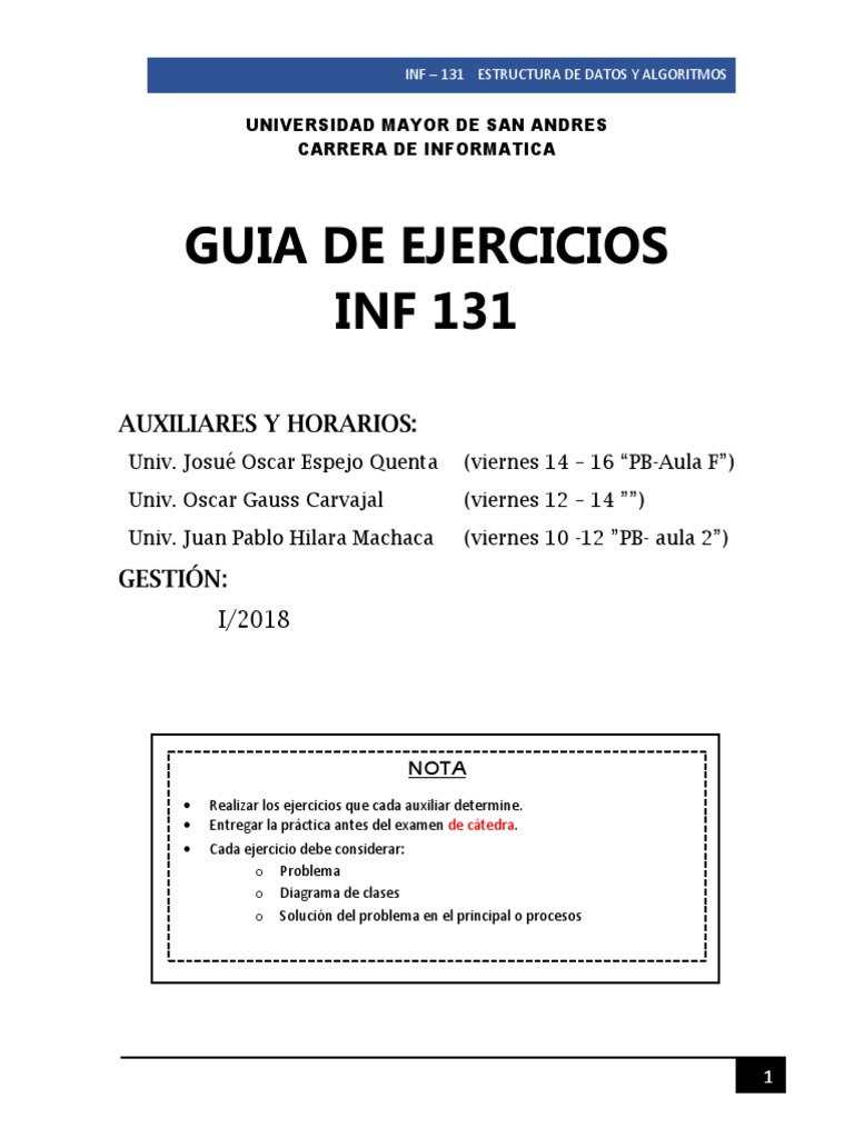 Ejercicios de Estructura de Datos INF 131 | PDF | Algoritmos y ...