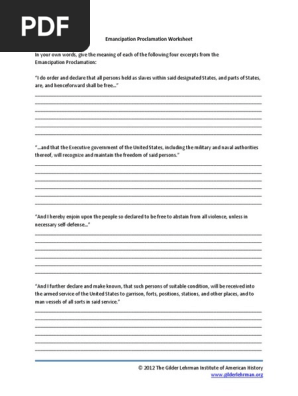 Deandre Martin Emancipation Proclamation Worksheet Pdf Politics Of The United States American Government