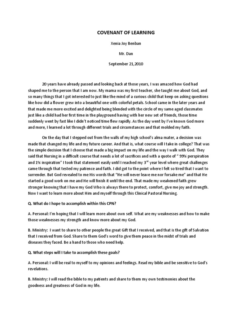 Covenant of Learning | PDF | Paul The Apostle | Faith