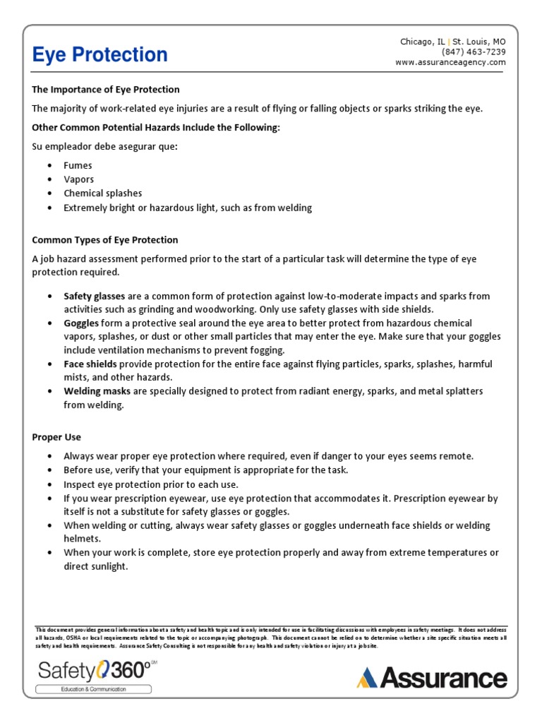 The Importance of Eye Protection PDF Glasses Welding
