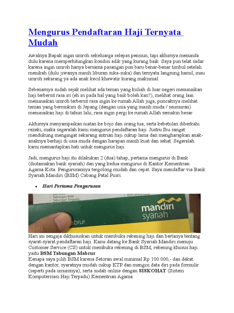 Mengurus Pendaftaran Haji Pdf