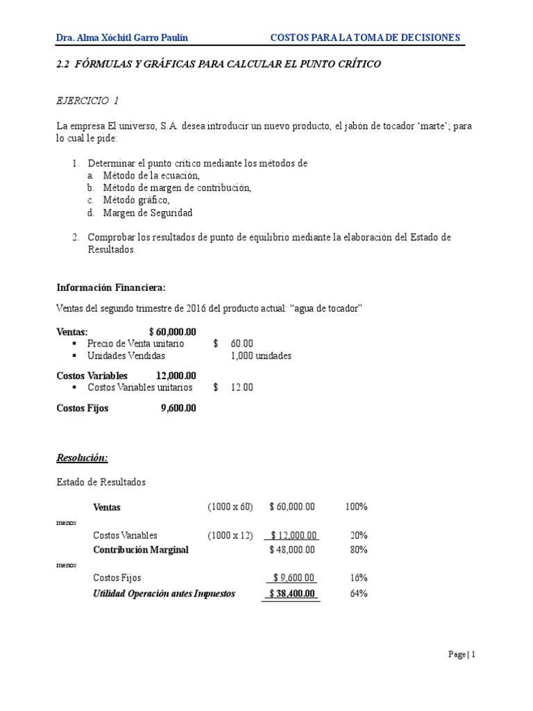 Análisis de Costos y Punto Crítico | PDF | Estado de resultados | Economias