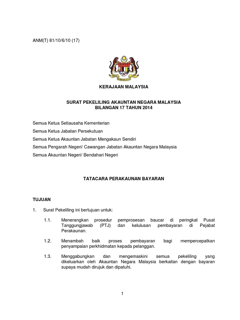 Tatacara Perakaunan Bayaran Sp Akauntan Negara Bil 17 2014 Pdf