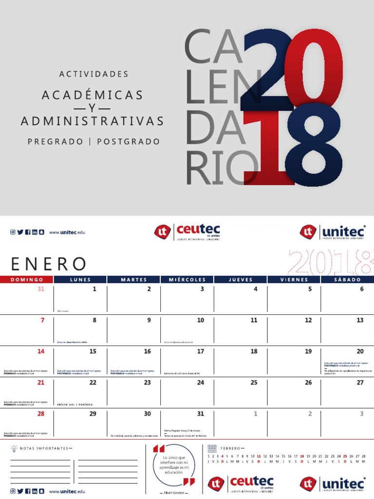 Calendario UNITEC 2018 | PDF