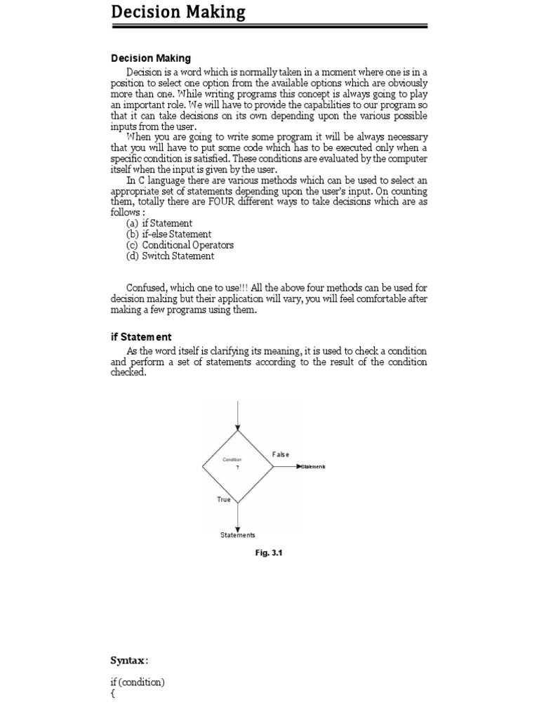 Decision Making in C | PDF | C (Programming Language) | Computer ...