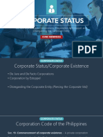 Corporate Status: de Jure and de Facto Corporations, Corporation by Estoppel, and Disregarding The Corporate Entity