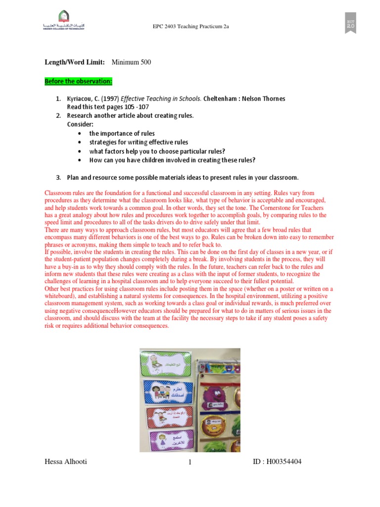 Part 1 Of Task 4 Pdf Teachers Classroom