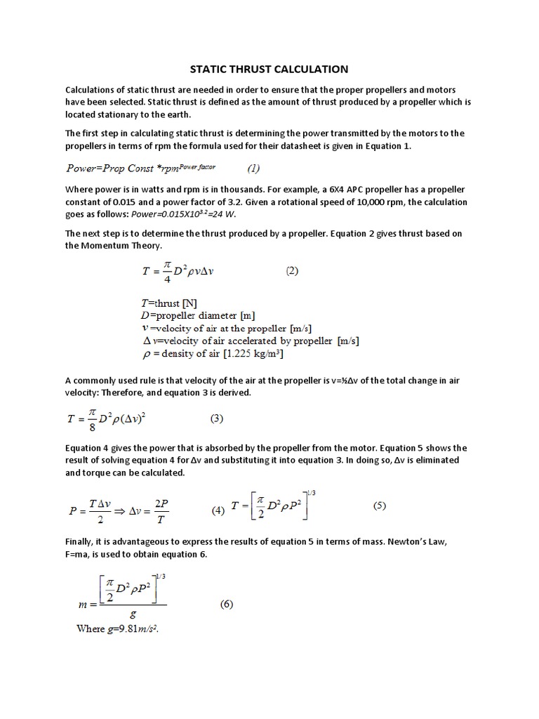Static Thrust Calculation | PDF