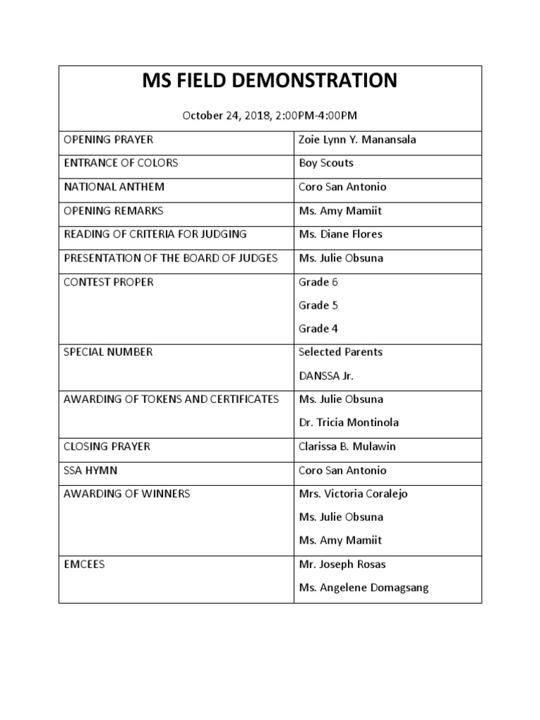 Field Demo Program Flow PDF