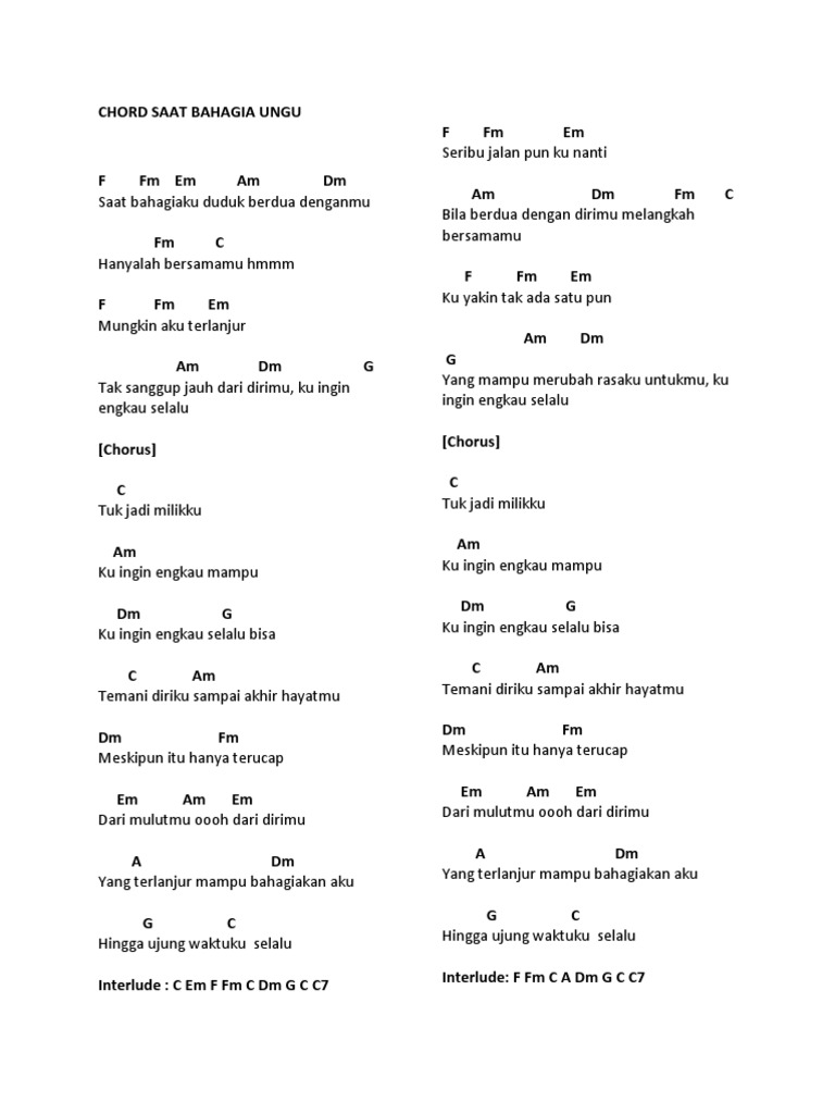 Chord Saat Bahagia Ungu Pdf