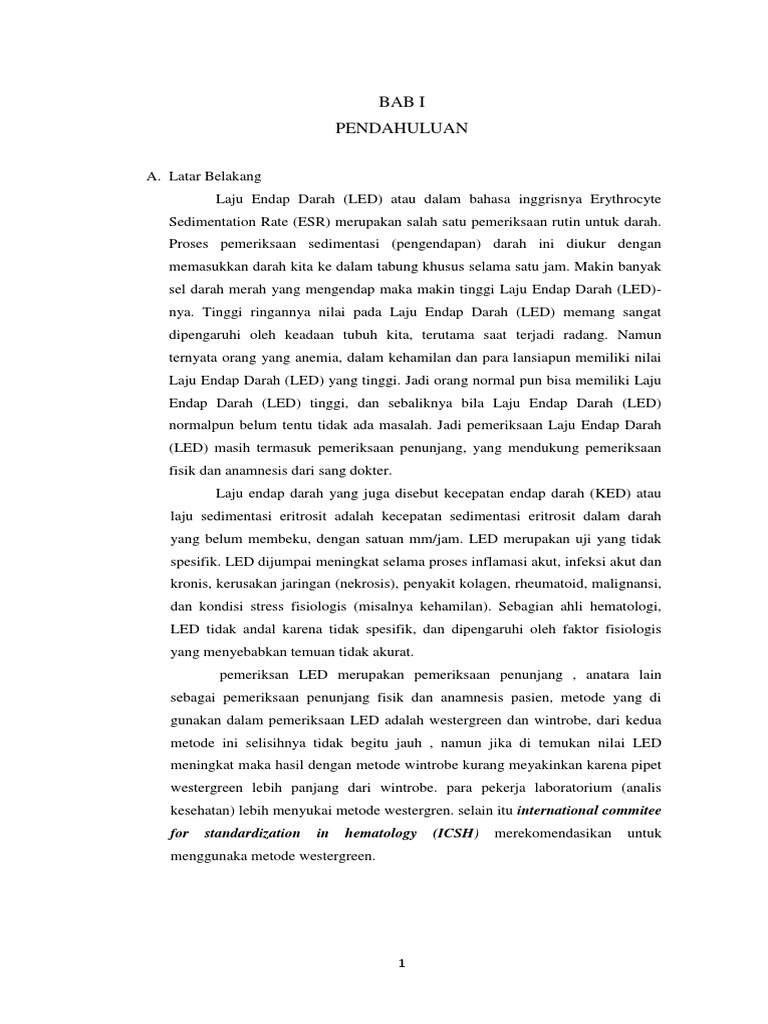 Laporan Resmi Hematologi Led Westergren Asli | PDF | Sains & Matematika