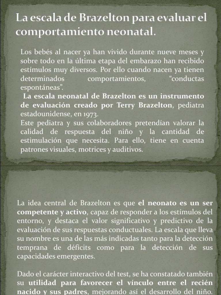 Escala Brazelton | PDF | Medicina | Especialidades Medicas