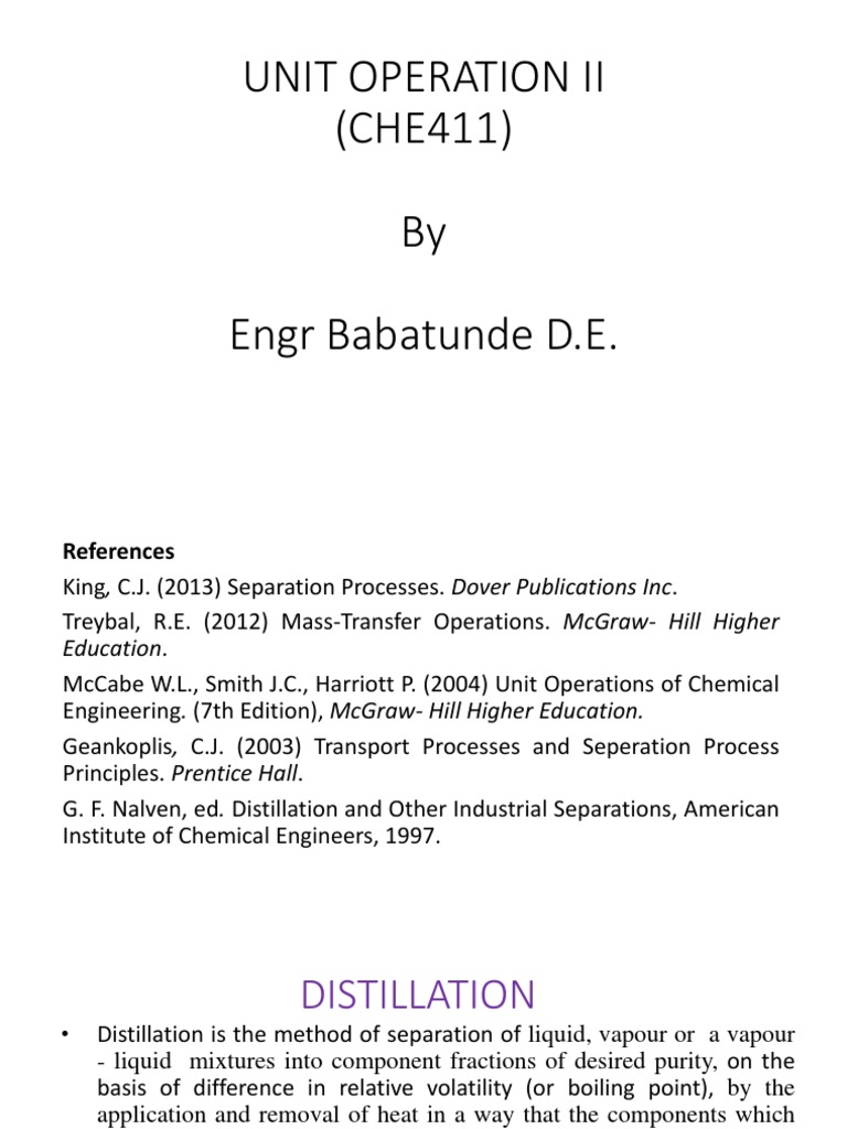 2018 Distillation Note | PDF | Distillation | Vapor