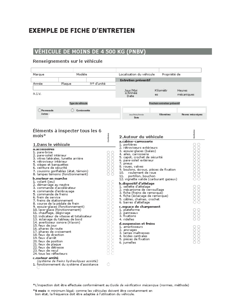Exemple Carnet De Bord Vehicule Pdf Frein Suspension Vehicule