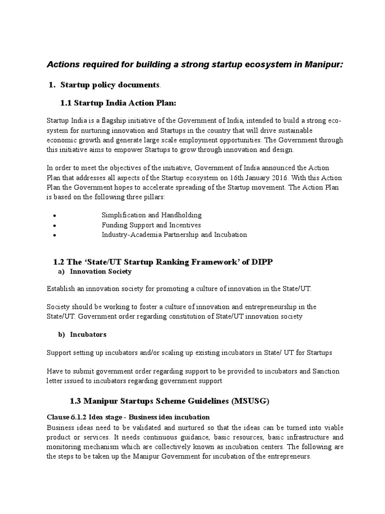 Building Startup Ecosystem in Manipur | PDF | Business Incubator ...