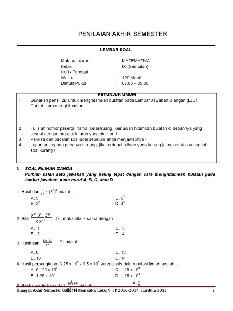 Soal Pilihan Ganda Notasi Ilmiah Kelas 9 - Dunia Sosial