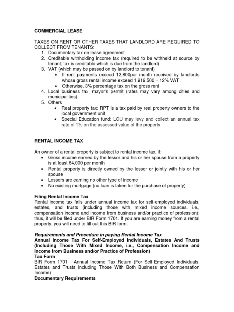 Taxes On Commercial Lease | PDF | Lease | Taxes