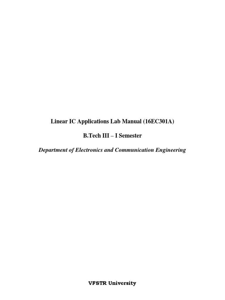 Linear integrated circuits lab manual pdf operational amplifier