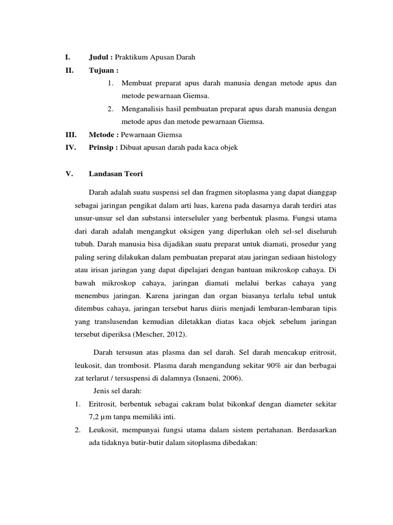 Laporan Praktikum Apusan Darah
