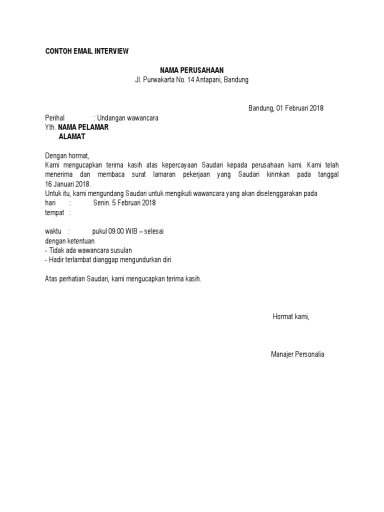 Contoh Surat Panggilan Seminar