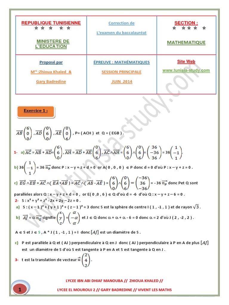 Correction Bac Maths 2024 | PDF | Formes géométriques | Triangle