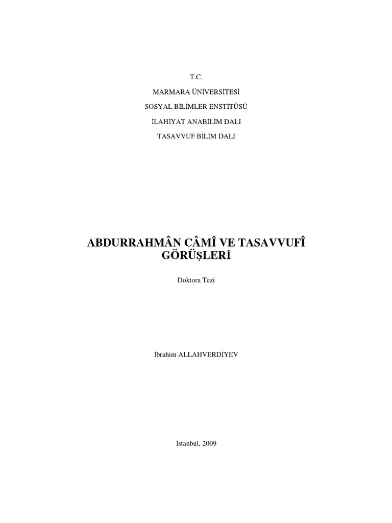 abdurrahman cami ve tasavvufi goruslerđ