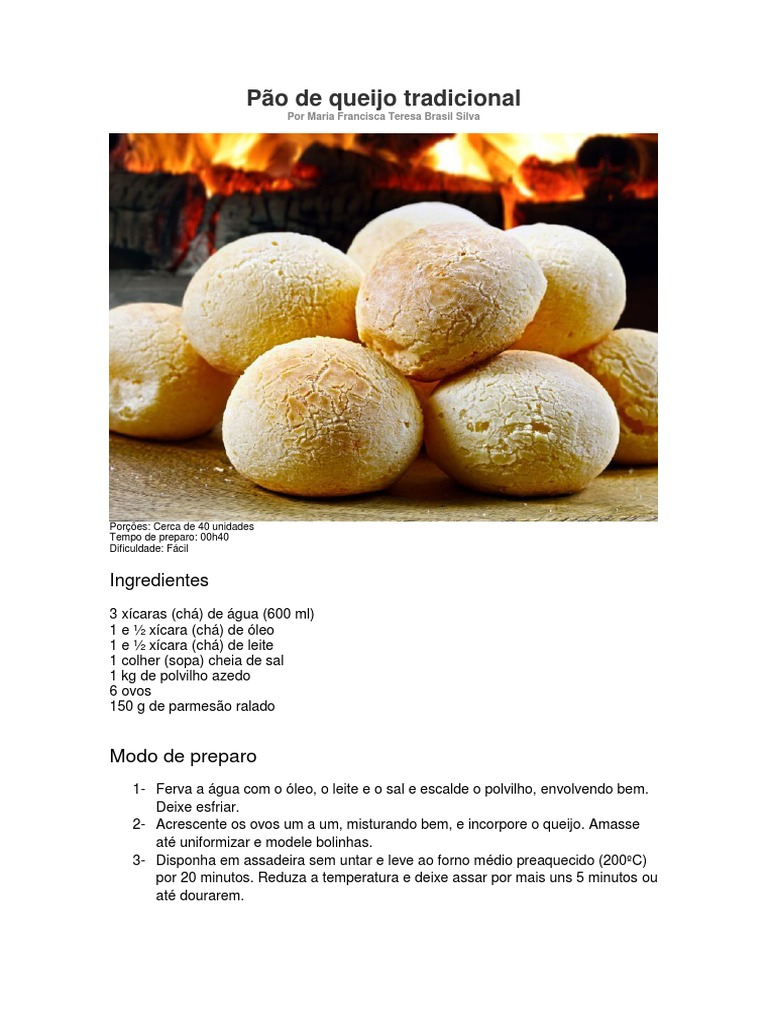 Receita de Pão de Queijo Tradicional | PDF