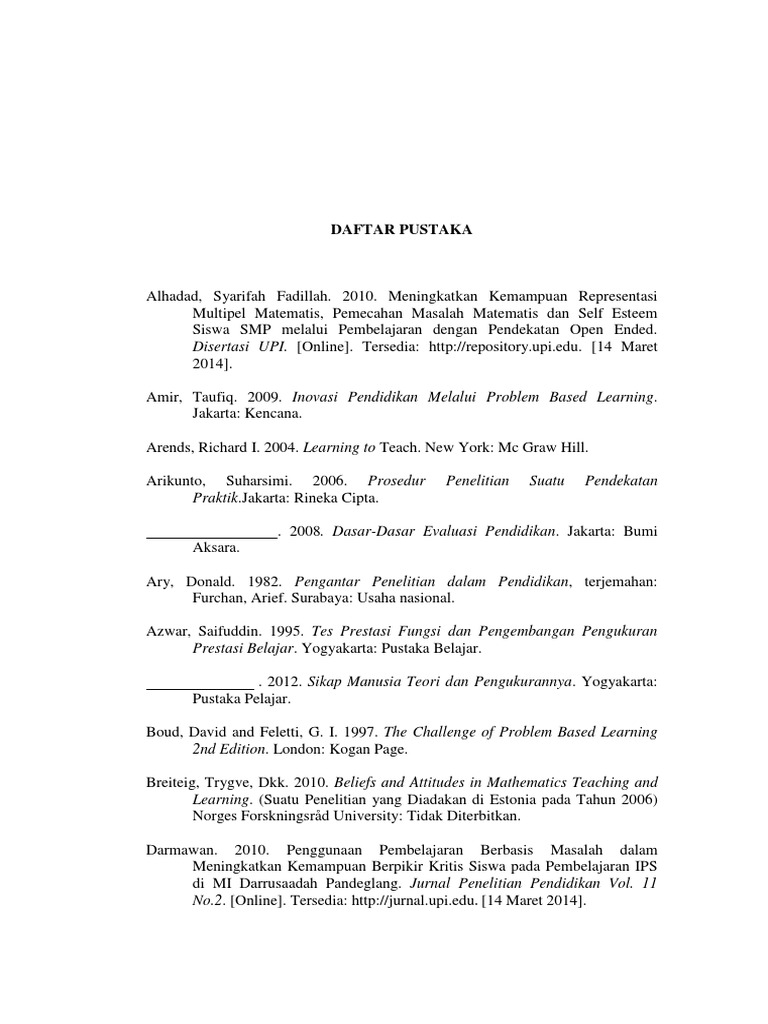 Daftar Pustaka Pembelajaran Matematika | PDF | Karier & Perkembangan
