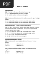 Math Integers Rules