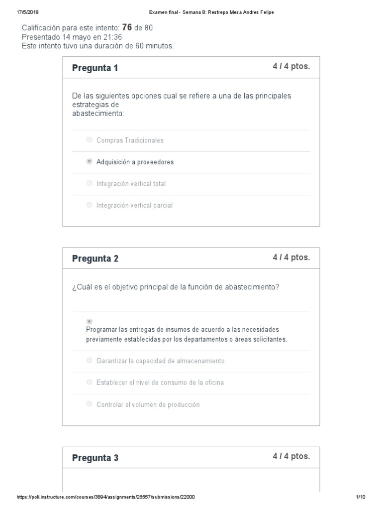 Examen Final de Abastecimiento y Compras | PDF | Inventario | Prueba ...