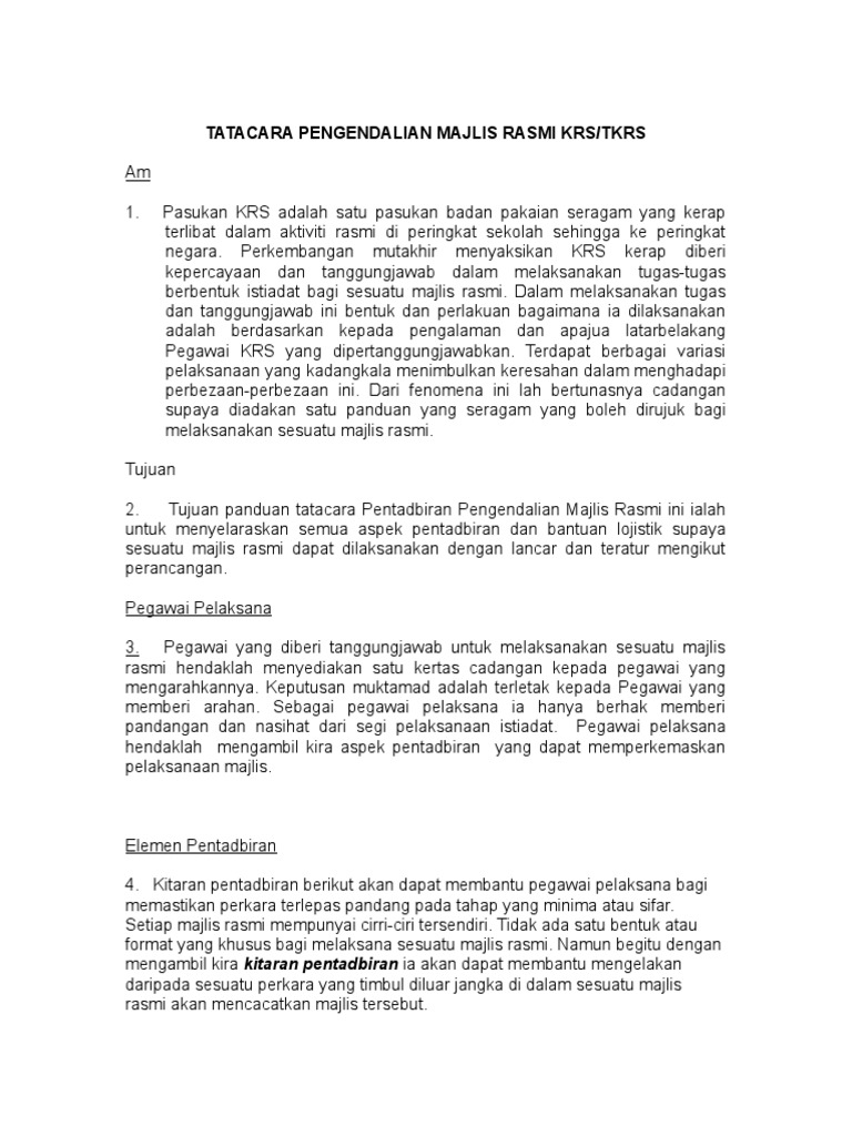 Tatacara Pengendalian Majlis Rasmi | PDF