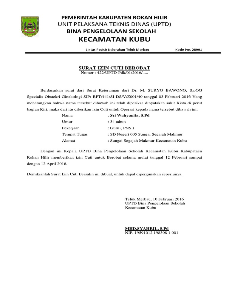 Contoh Surat Cuti Melahirkan Pegawai Honorer Contoh Surat Cuti Melahirkan Pegawai Honorer