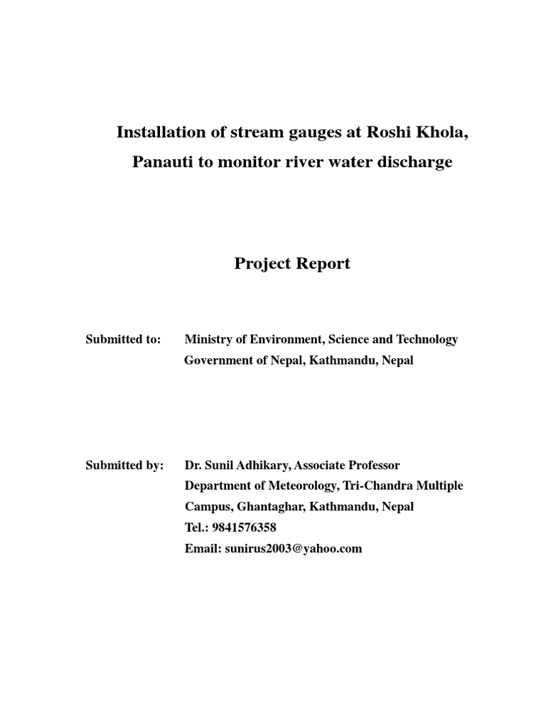 Stream Gauge Installation at Roshi Khola | PDF | Discharge (Hydrology ...