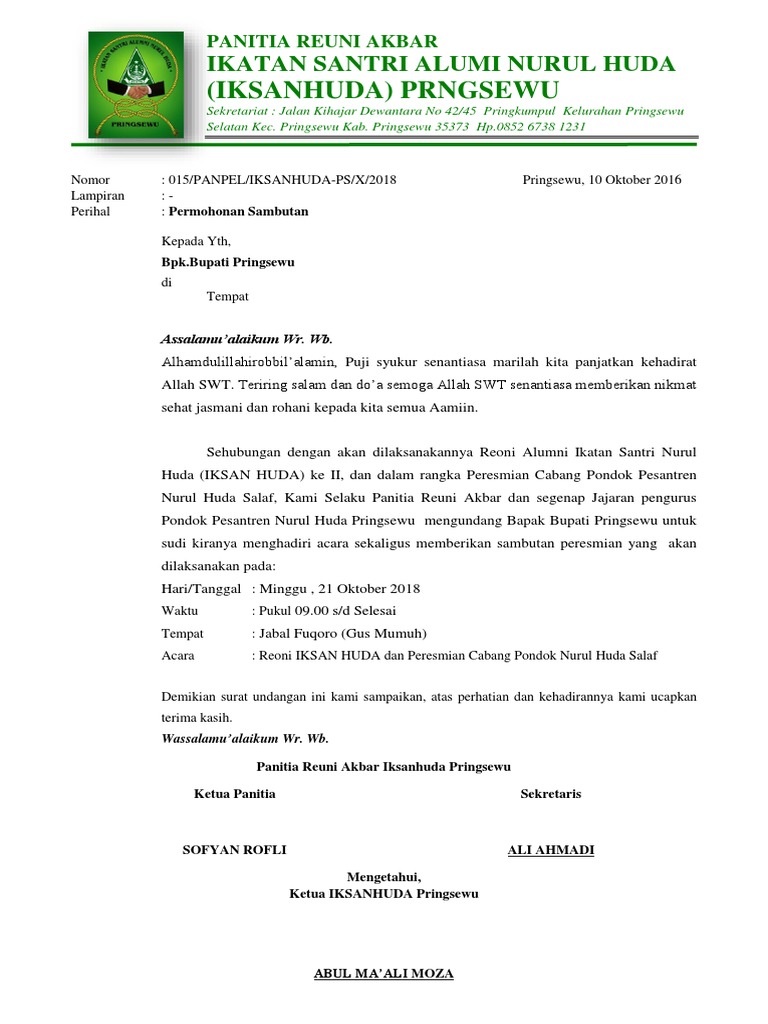 84+ Contoh Surat Undangan Reuni Alumni Pesantren Gratis Terbaru