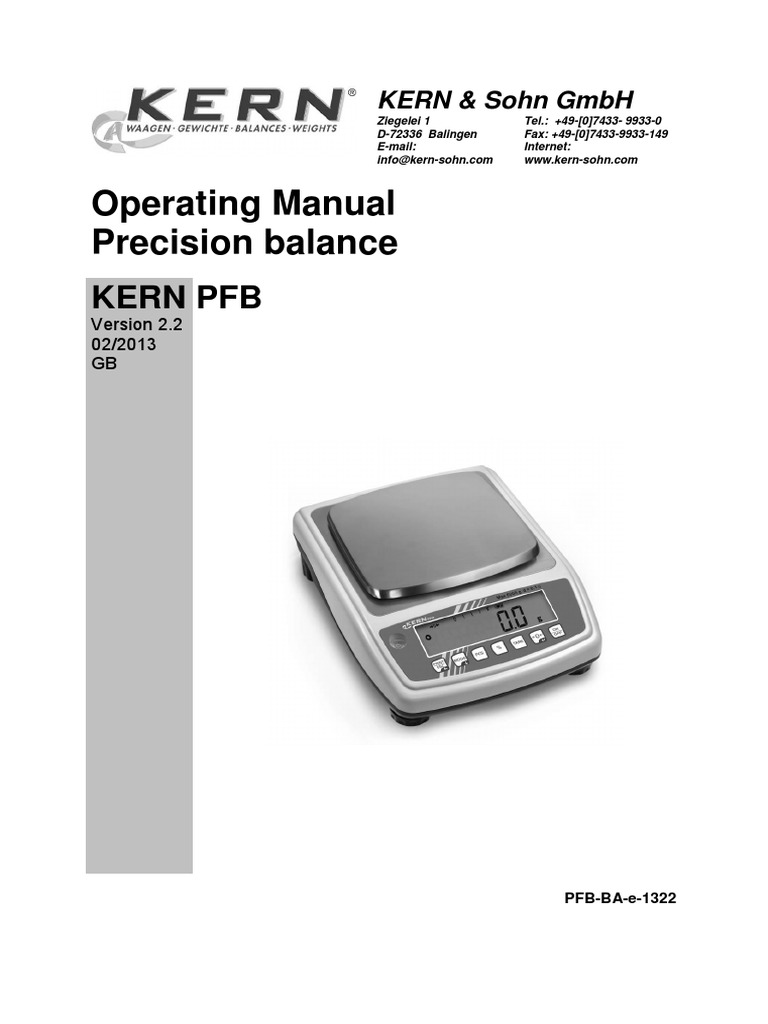 Kern PFB Precision Balance User Manual Weighing Scale Weight