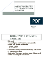 Liability of Air and Sea Carriers Under Warsaw and COGSA