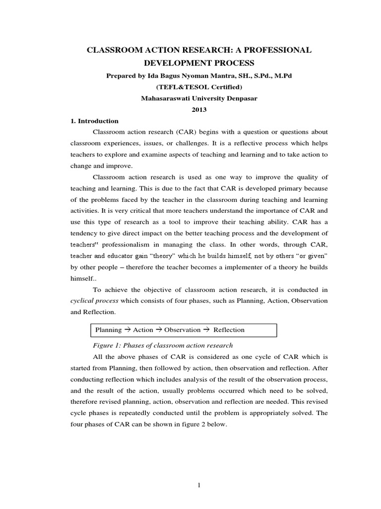 Classroom Action Research for Teachers | PDF | Action Research ...
