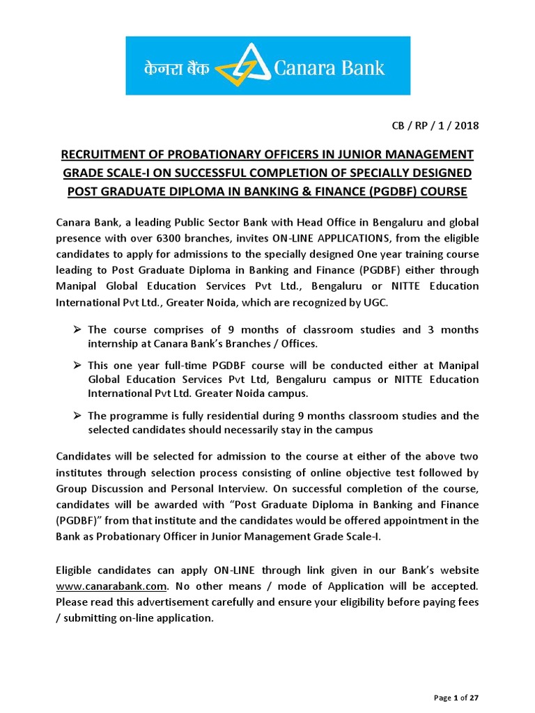 Canara Bank Po 2018-023dcdc42cdce | PDF | Identity Document 