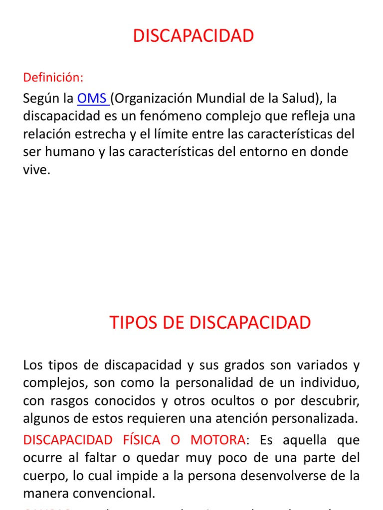Tipos y Grados de Discapacidad según CONADIS | PDF | Discapacidad ...