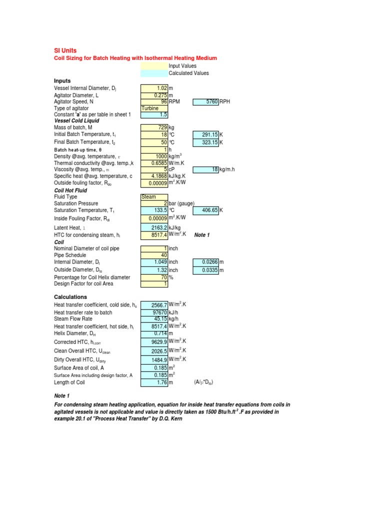 Coil Sizing for Batch Heating/Cooling | PDF | Heat Transfer | Steam