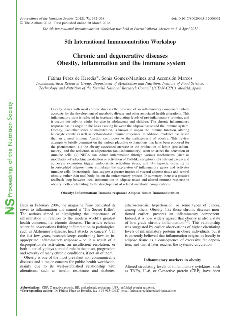 Chronic and Degenerative Diseases Obesity, Inflammation and The Immune ...