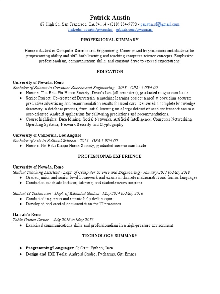 Computer Science Graduate Profile | PDF