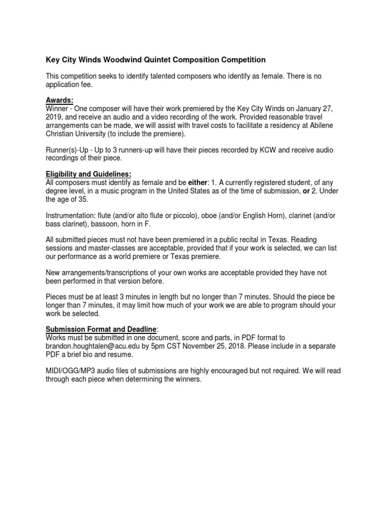 KCW Woodwind Quintet Composition Competition PDF