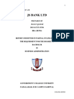Internship Report on JS Bank Ltd