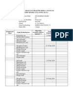 Jurnal Kegiatan Praktik Kerja Lapangan