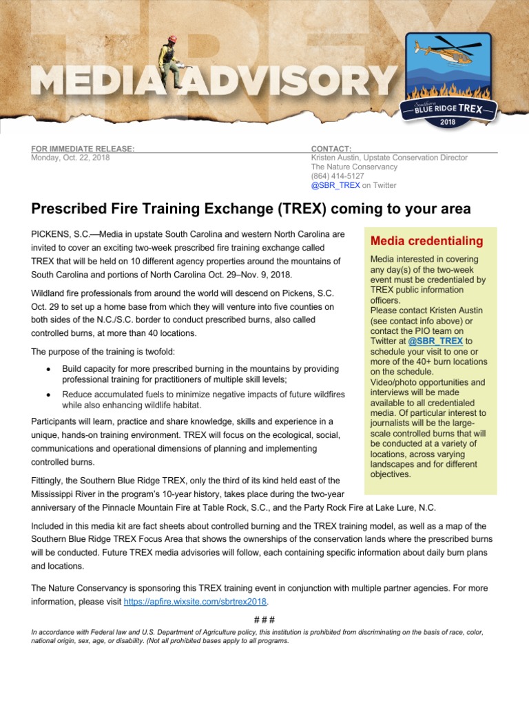 Southern Blue Ridge TREX Fire Training | PDF | Wildfire | Personal ...