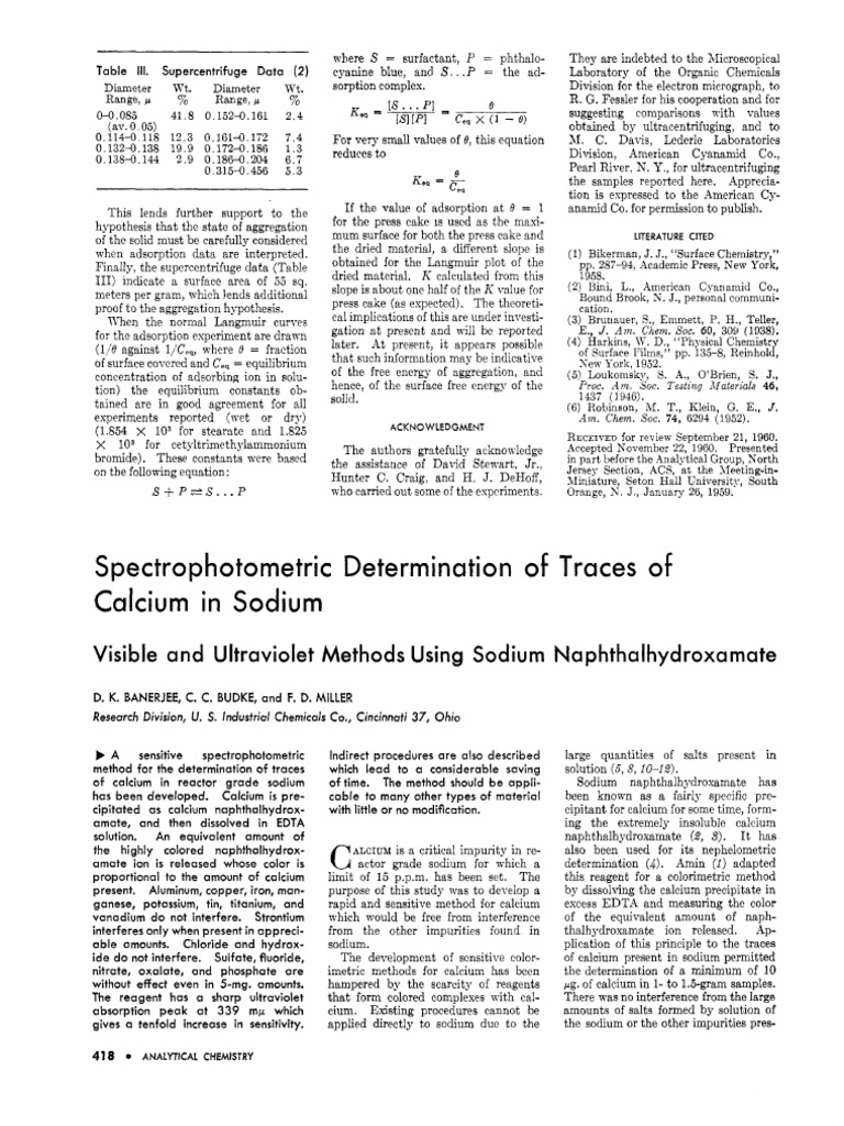 Spectrophotometric Determination Traces of Calcium in Sodium PDF